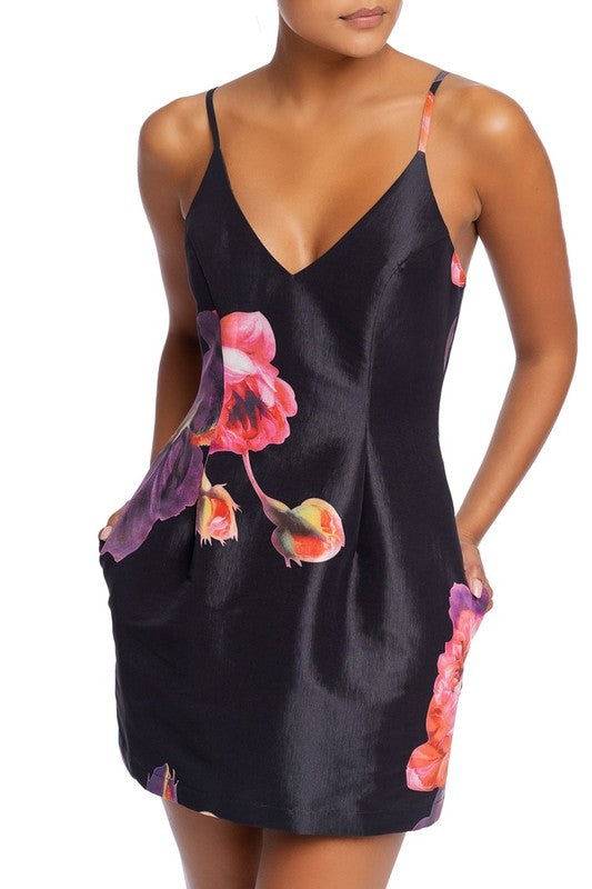 Black Floral Mini Dress